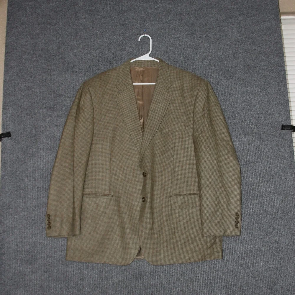 Polo University by Ralph Lauren Blazer Mens 46R Brown Wool Silk Houndstooth‎